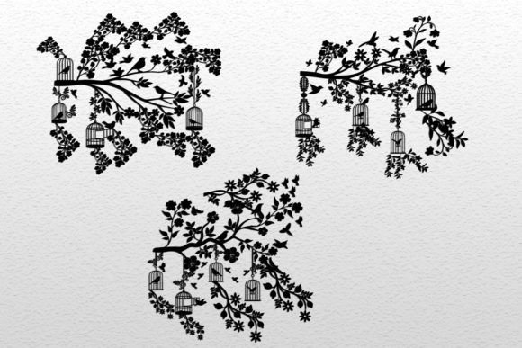Bird Cage Floral Tree Branch
