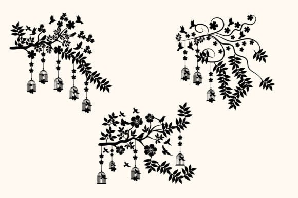 Branch Bird Floral Tree