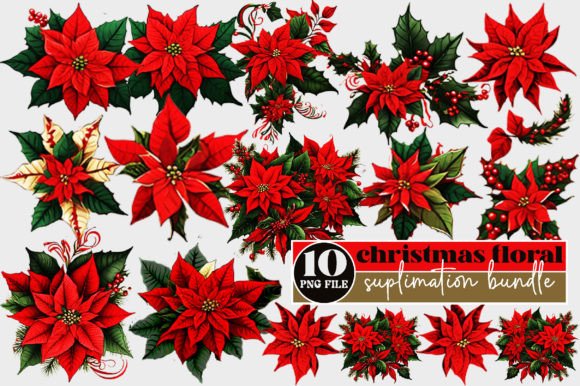 Christmas Floral Clipart Bundle
