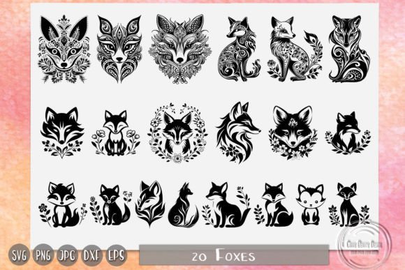 Cute Foxes, Floral Zentangle, Floral