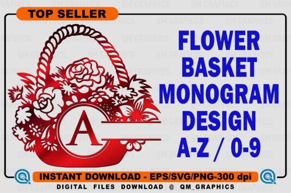 Floral Basket Split Monogram, Floral Mon