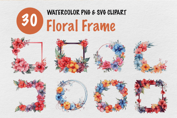 Floral Frame Watercolor Clipart