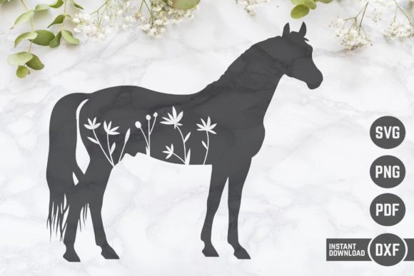 Floral Horse Silhouette