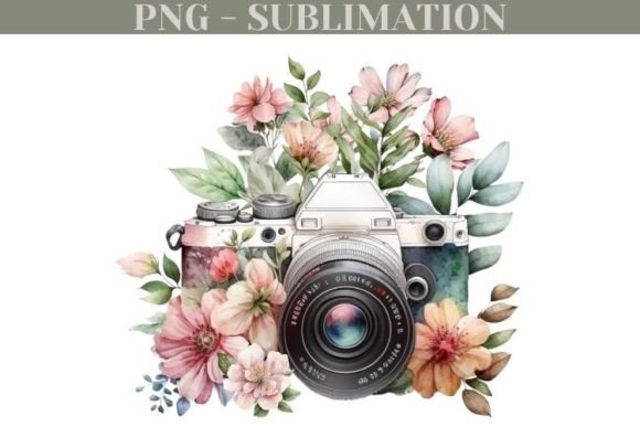 Floral Photo Camera with Pink Flowers