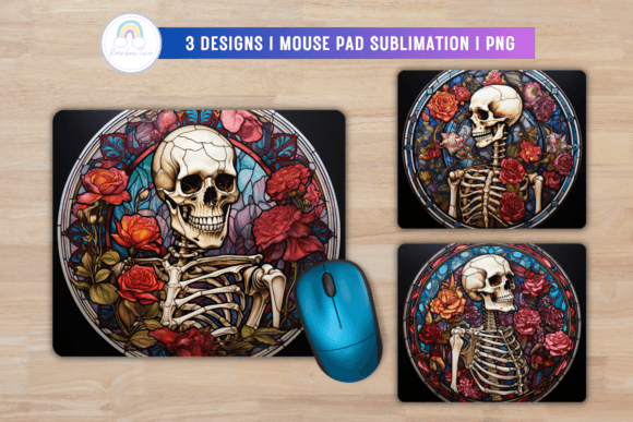 Floral Skeleton Mouse Pad Sublimation