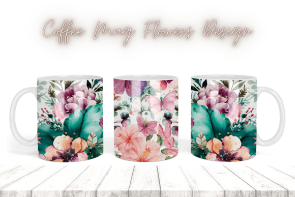 Floral Watercolor Spring Coffee Mug Wrap