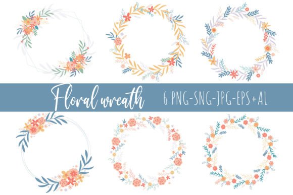 Floral Wreath Set. Spring Flowers Frame