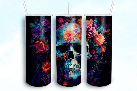 Magical Skull Floral Tumbler Wrap