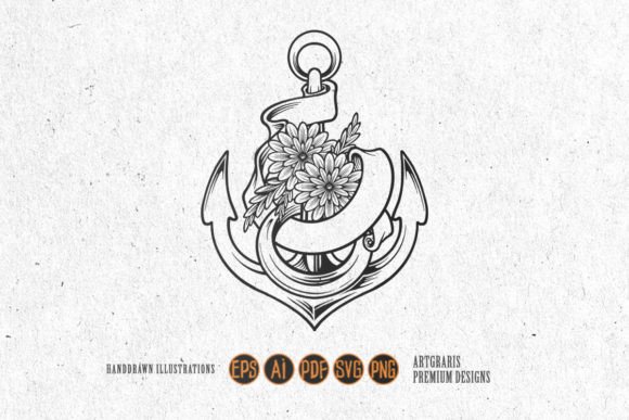 Maritime Blooms Nautical Floral Outline