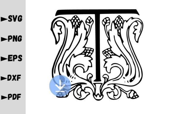 Monogram Letter T: Ornate, Vintage, Ready for Real Stitching