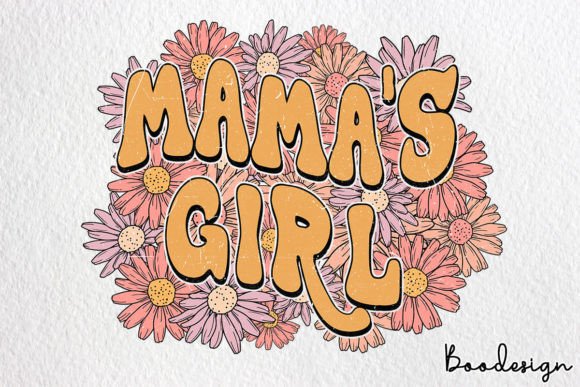 Retro Floral Mama Girl PNG