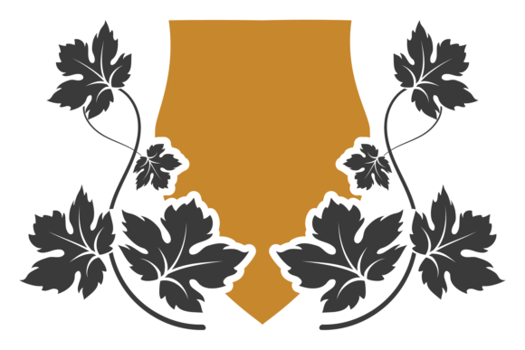 Shield Badge Template with Floral Vines