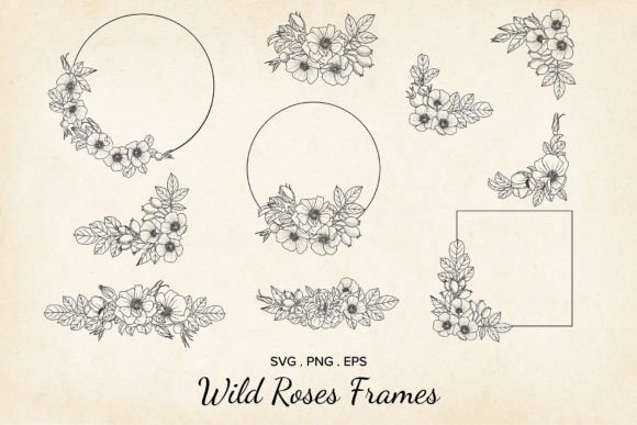 Vector Wildrose Floral Frames Bouquets