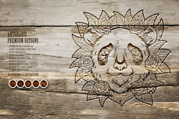 Vibrant Panda Skull Floral Dia De Los