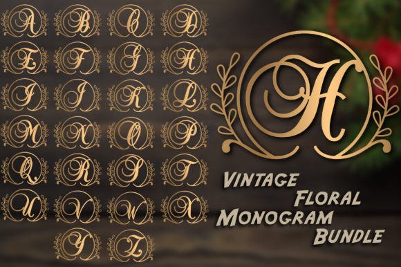 Vintage Floral Alphabet Monogram Bundle