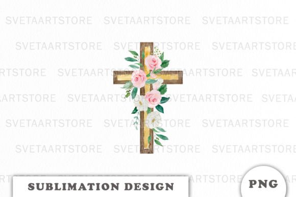 Watercolor Floral Cross PNG Clipart