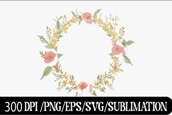 Watercolor Floral Golden Wreath 3