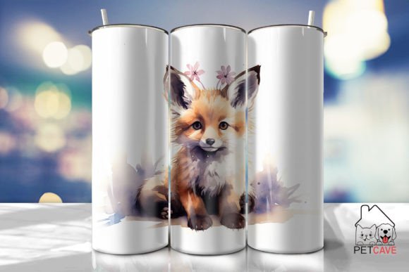 Watercolor Fox Floral Tumbler Wrap 1