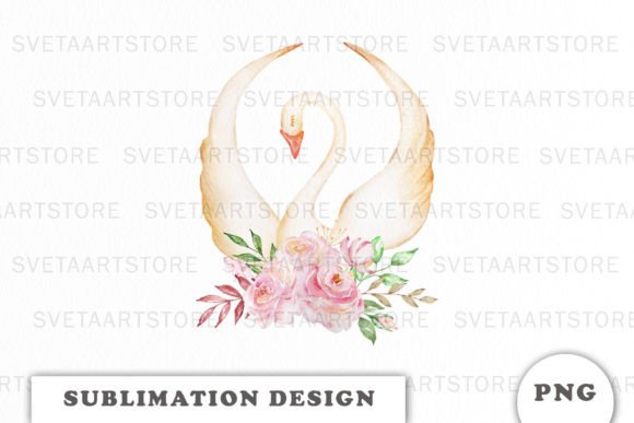 White Swan Floral PNG