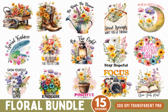 Wildflower Sublimation Bundle, Floral PNG
